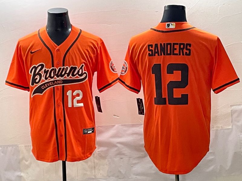 Men 2025 Cleveland Browns #12 Sanders Orange Joint Name Nike Limited NFL Jersey style 5